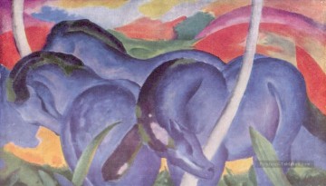 Diegrobenblauen Pferde Expressionisme Peinture à l'huile